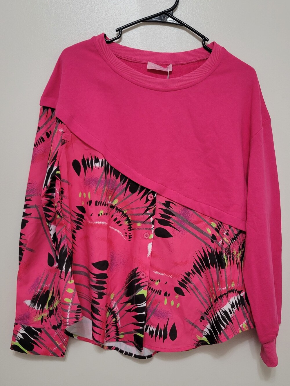 Nwt JJ's fairyland Mixed Media Pink Top